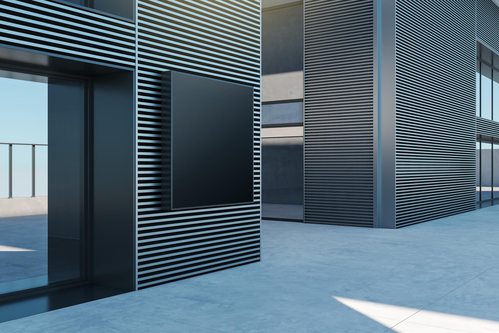 Detail shot of modern building entrance